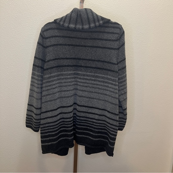 J.Jill Women Cardigan Sweater Size Large Gray Stripe Wool Blend Pockets - Picture 7 of 7